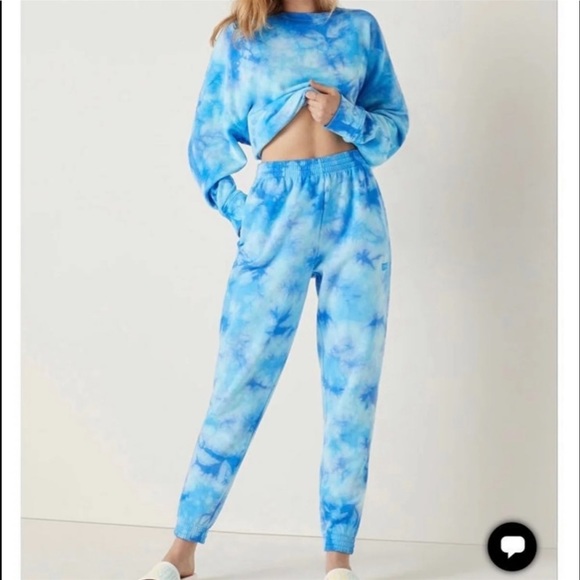 Vs pink high waist campus jogger fleece crew sweatshirt skyline blue tie dye - Picture 7 of 15